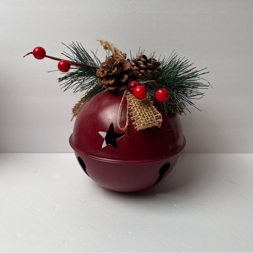 Festive Red Holiday Jingle Bell Pine Berry Decoration